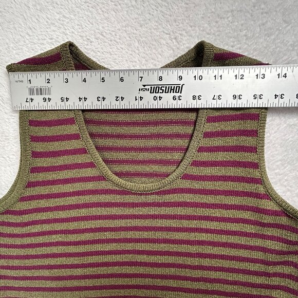 M.C Womens Wool Rayon Blend Scoop Neck Striped Knit Tank Top Green/Purple Casual - Picture 5 of 10